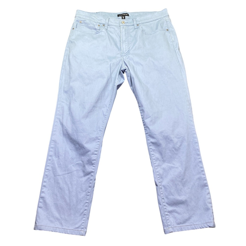 Lucky Brand 121 Slim Straight Pants Mens Sz 36 Light Blue Stretch Chino Preppy